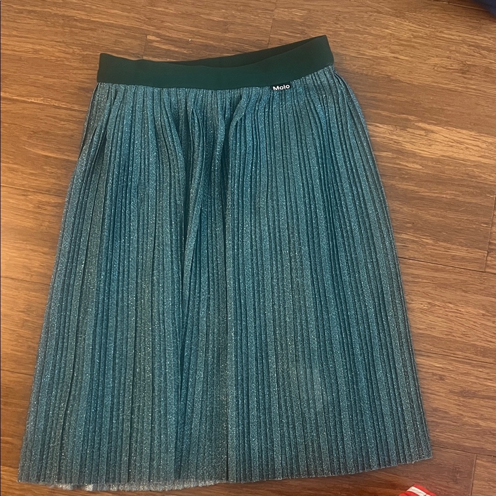 Molo Shimmering Blue Pleated Skirt